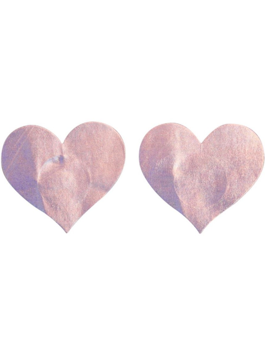 Fever Irridescent Heart Nipple Pasties, Pink