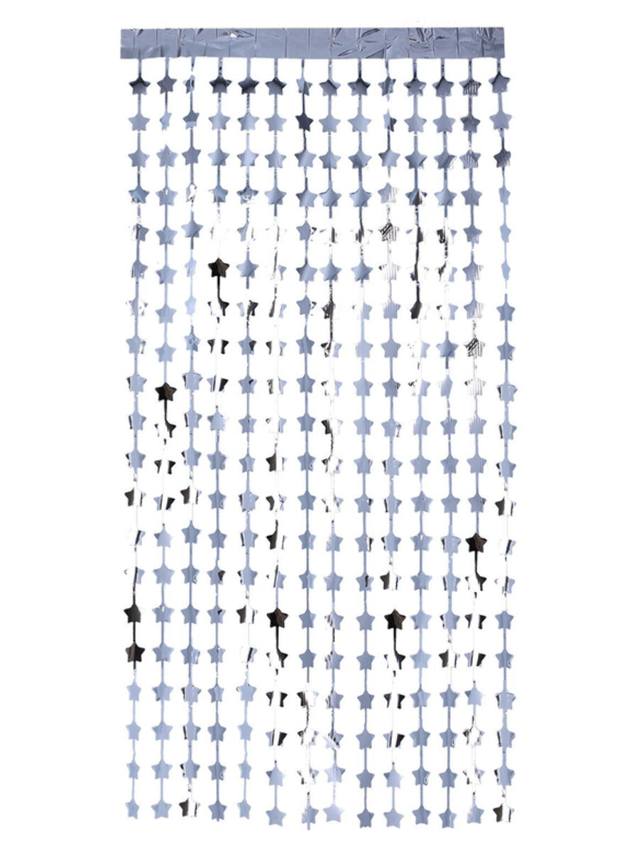 Star Foil Curtain Backdrop, Silver