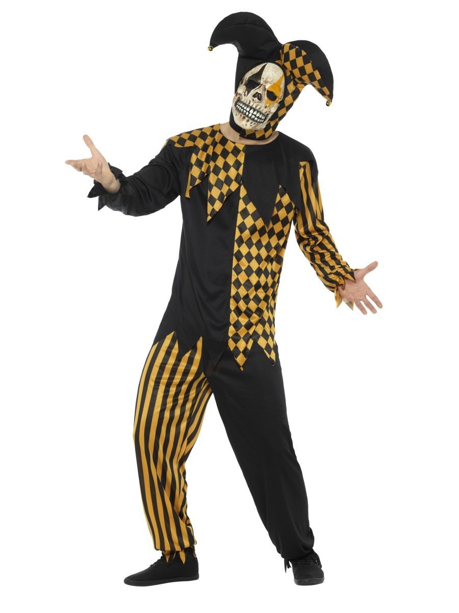 Evil Court Jester Costume, Black & Gold