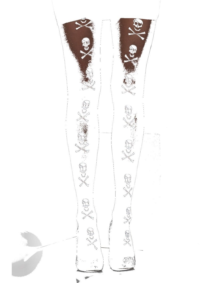 Sheer Tights, Black, Skull and Crossbones Print Alternative View 1.jpg