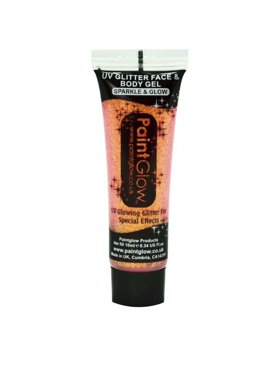 UV Glitter Body Gel, Peach, 10ml
