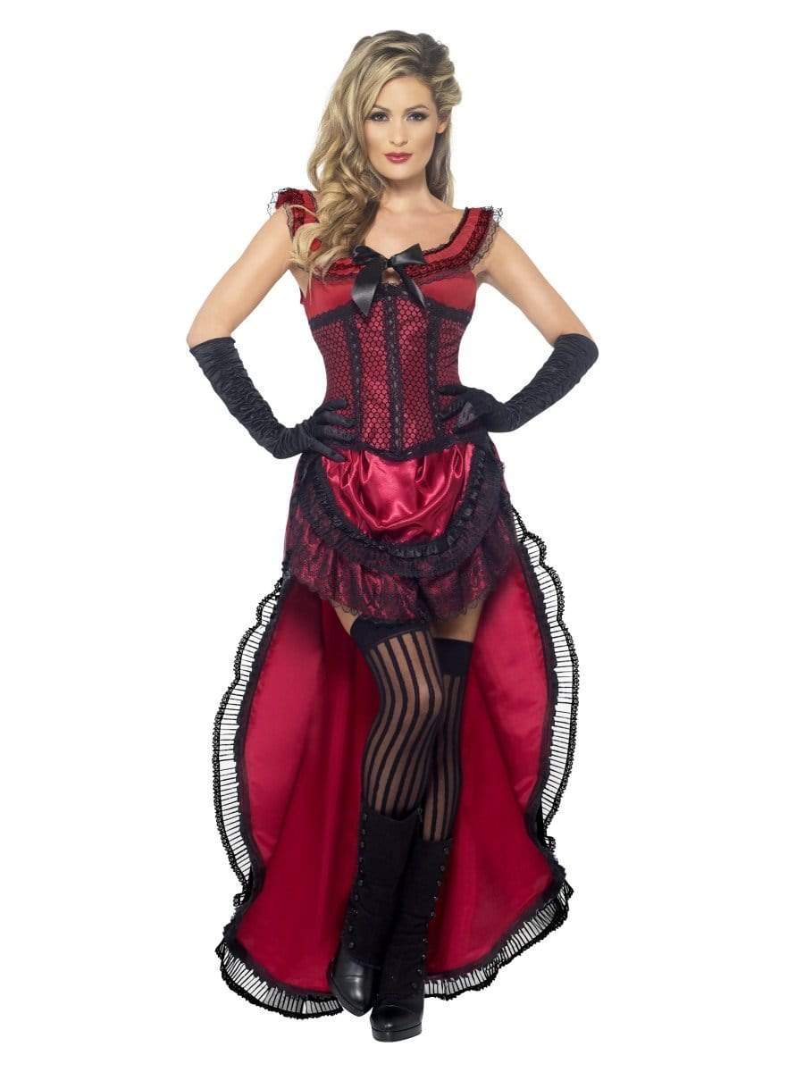 Western Authentic Brothel Babe Costume, Burgundy