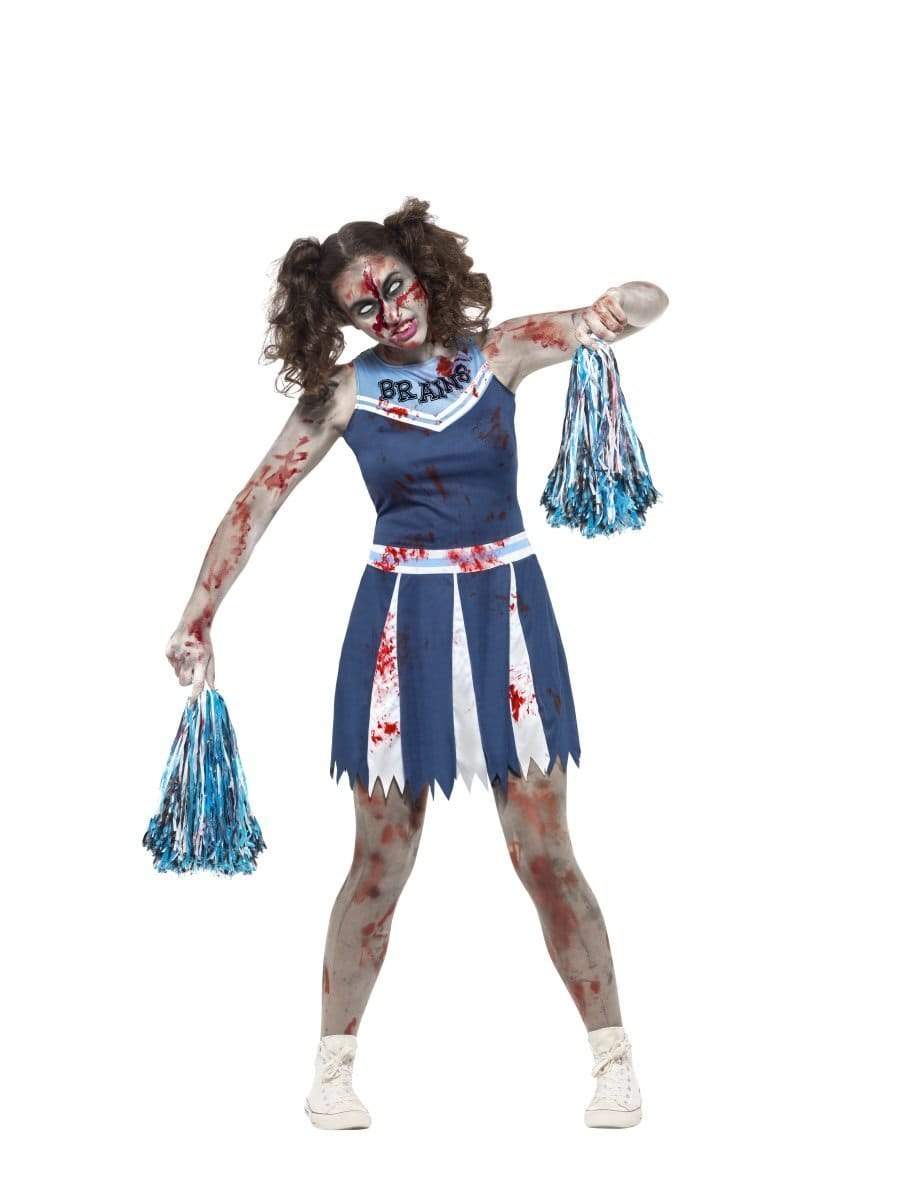 Zombie Cheerleader Costume, Blue