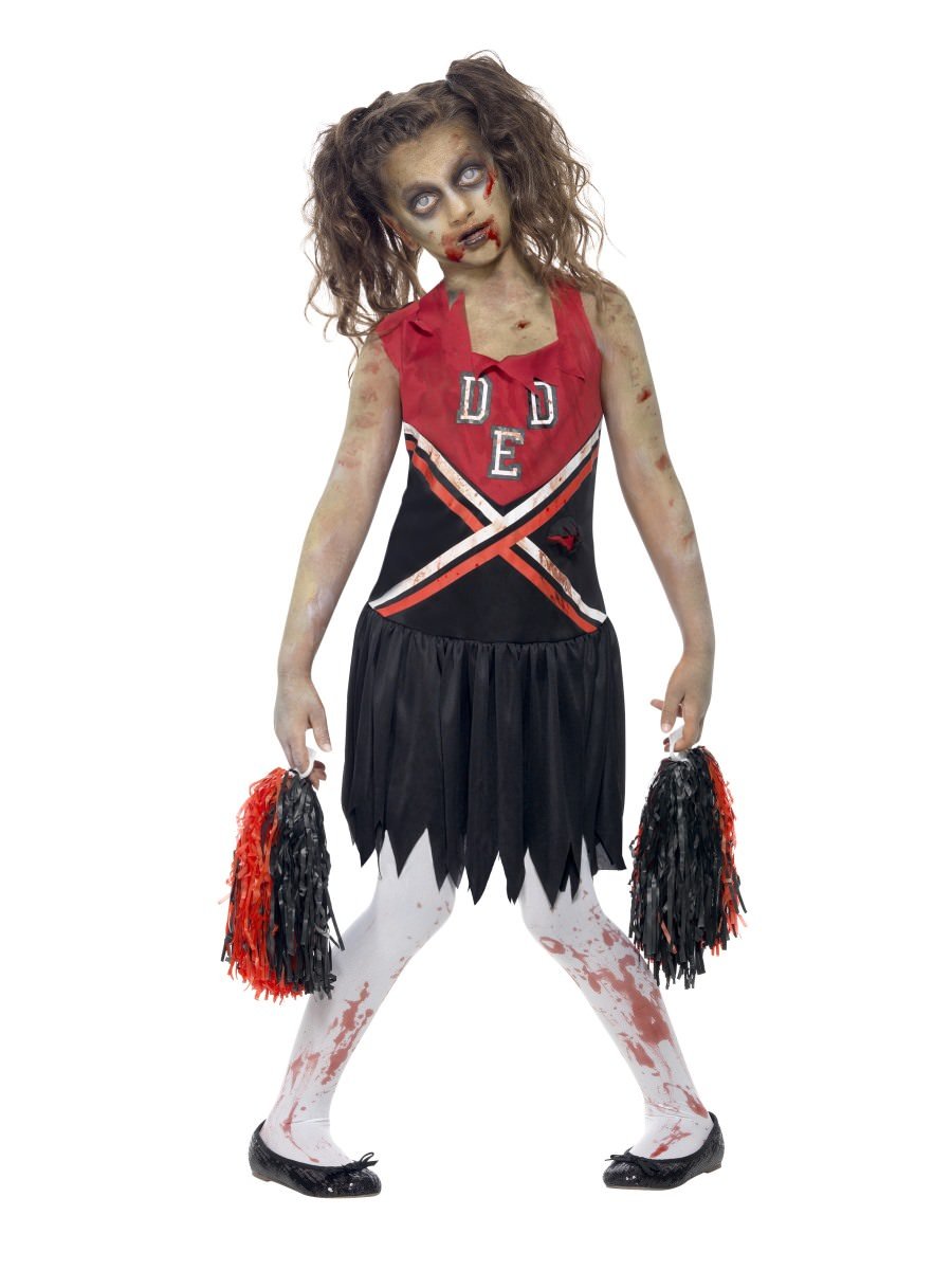 Zombie Cheerleader Costume, Red & Black