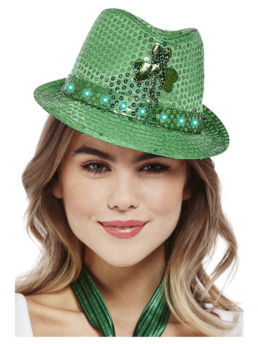 Paddy's Day Light Up Sequin Trilby Hat