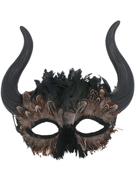 Feathered Venetian Horned Mask