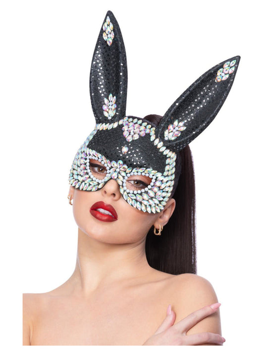 Fever Black Jewel Sequin Rabbit Mask
