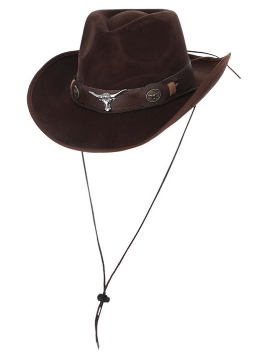 Brown Mock Leather Western Cowboy Hat