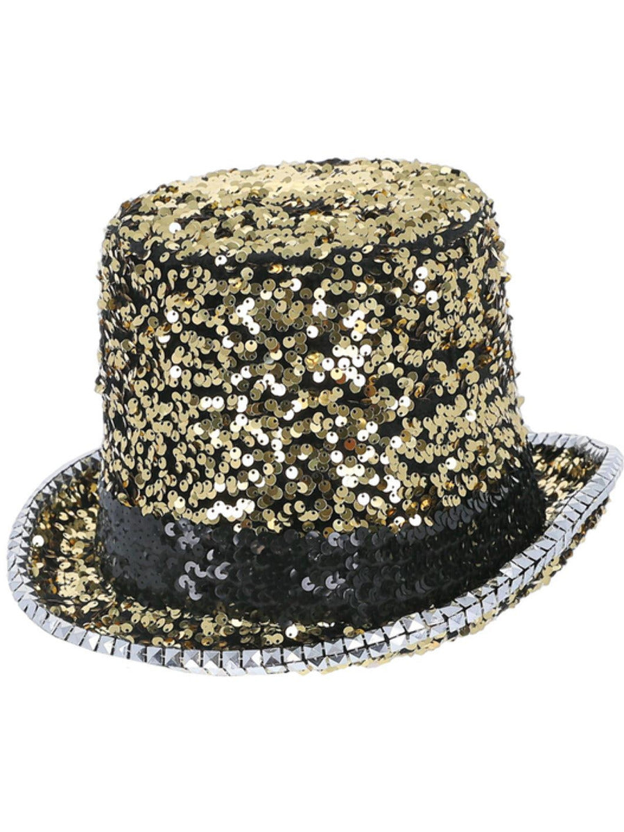 Fever Deluxe Felt & Sequin Top Hat, Gold
