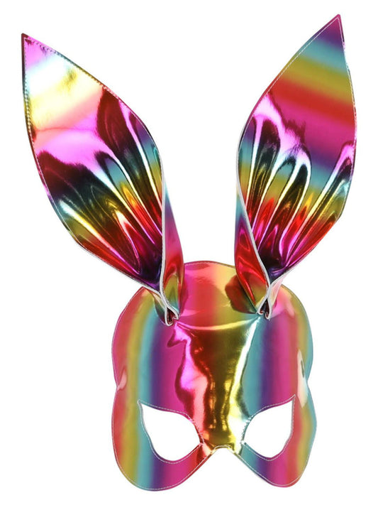 Rainbow Metallic Bunny Mask