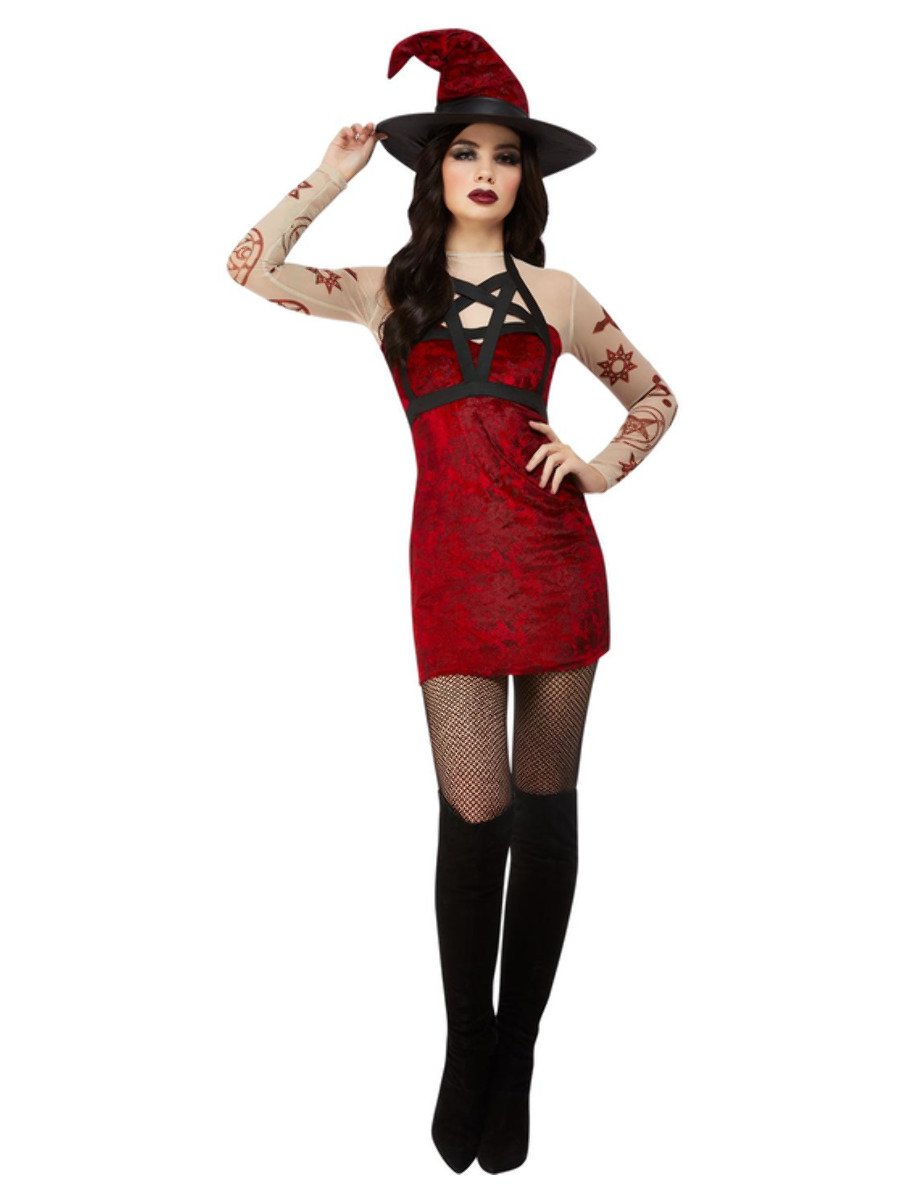Fever Satanic Witch Costume, Red Alternate