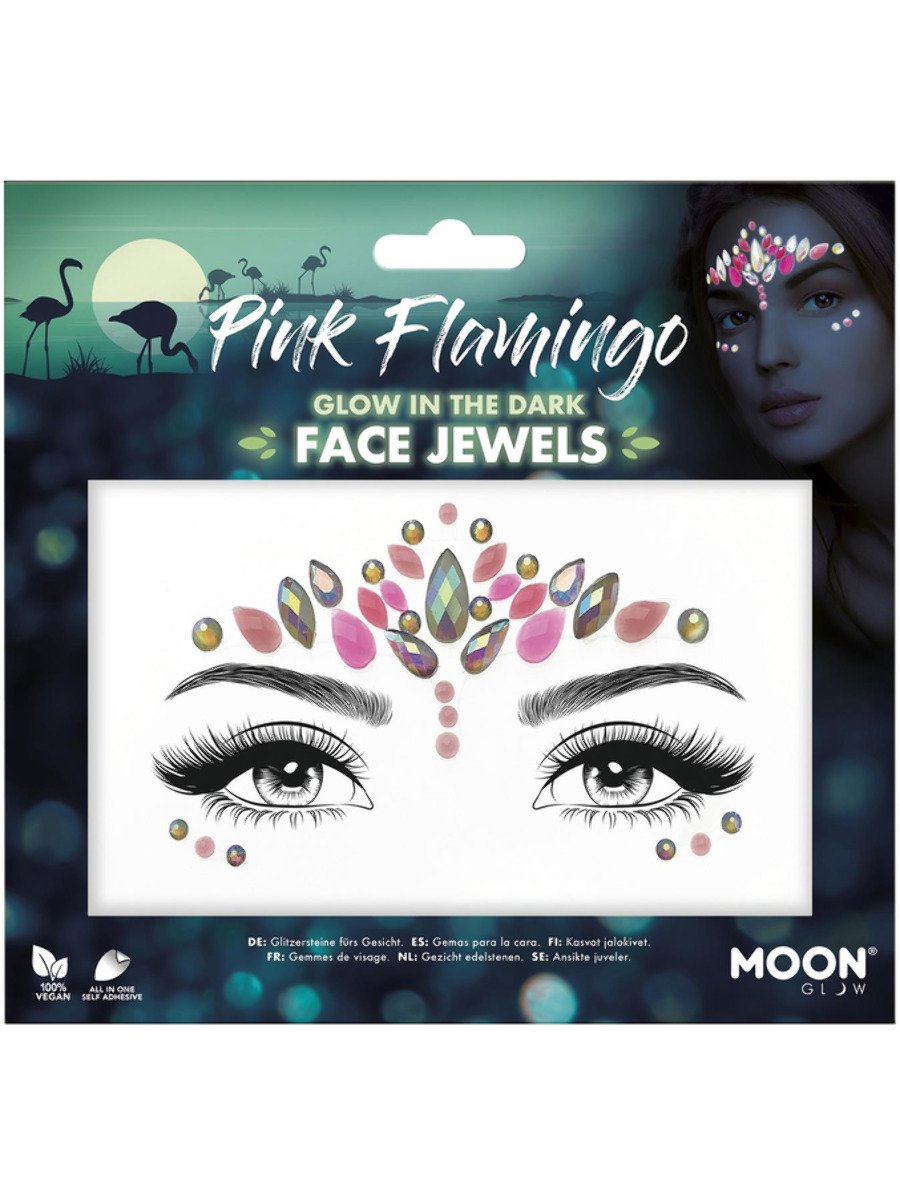 Moon Glow Face Jewels, Pink Flamingo