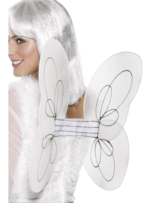 Angel Glitter Wings, White and Silver