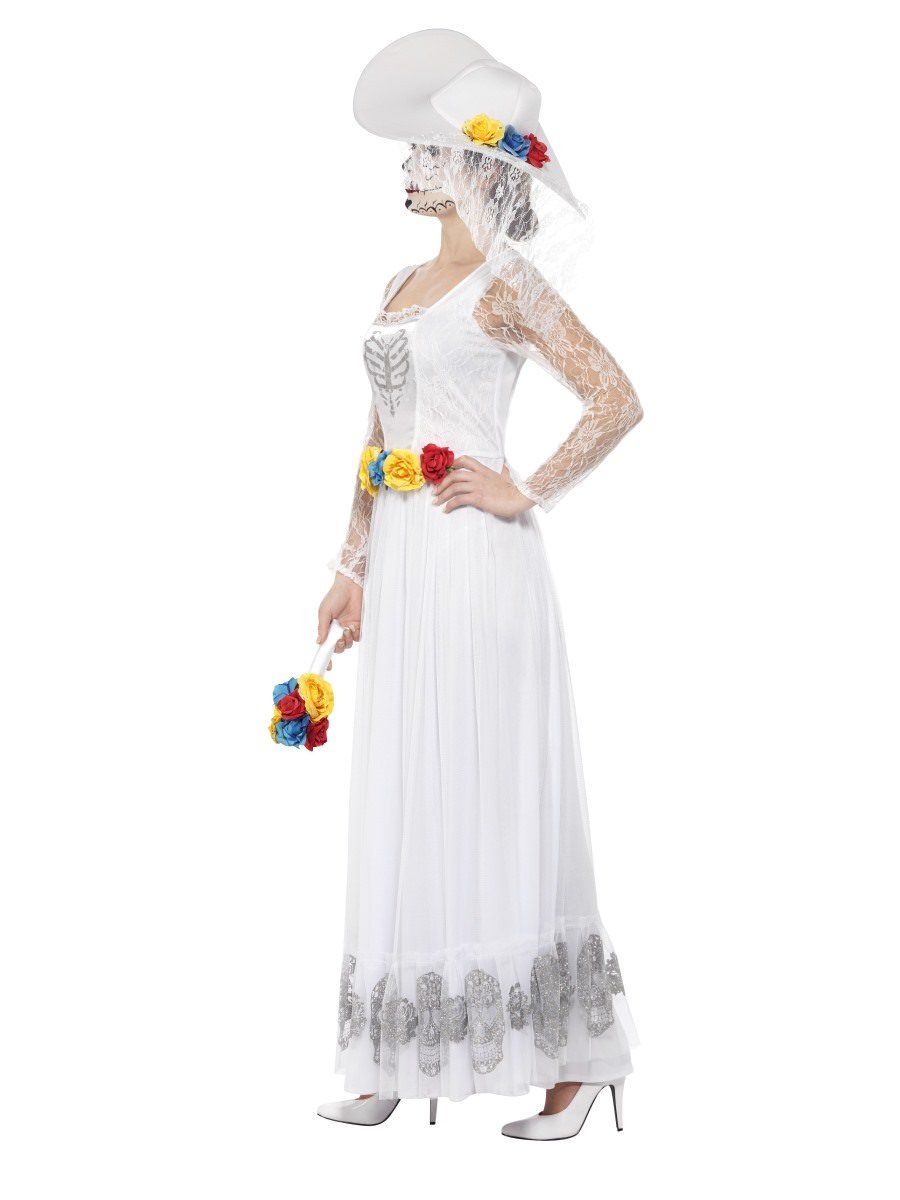 Day of the Dead Skeleton Bride Costume, White Alternative View 1.jpg