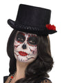 Day of the Dead Top Hat, Black, with Roses