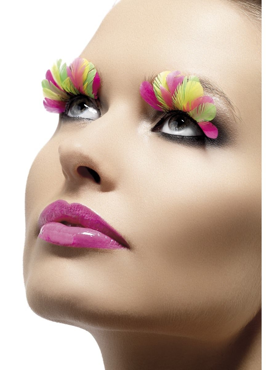 Eyelashes, Multi-Coloured, Neon, Feather