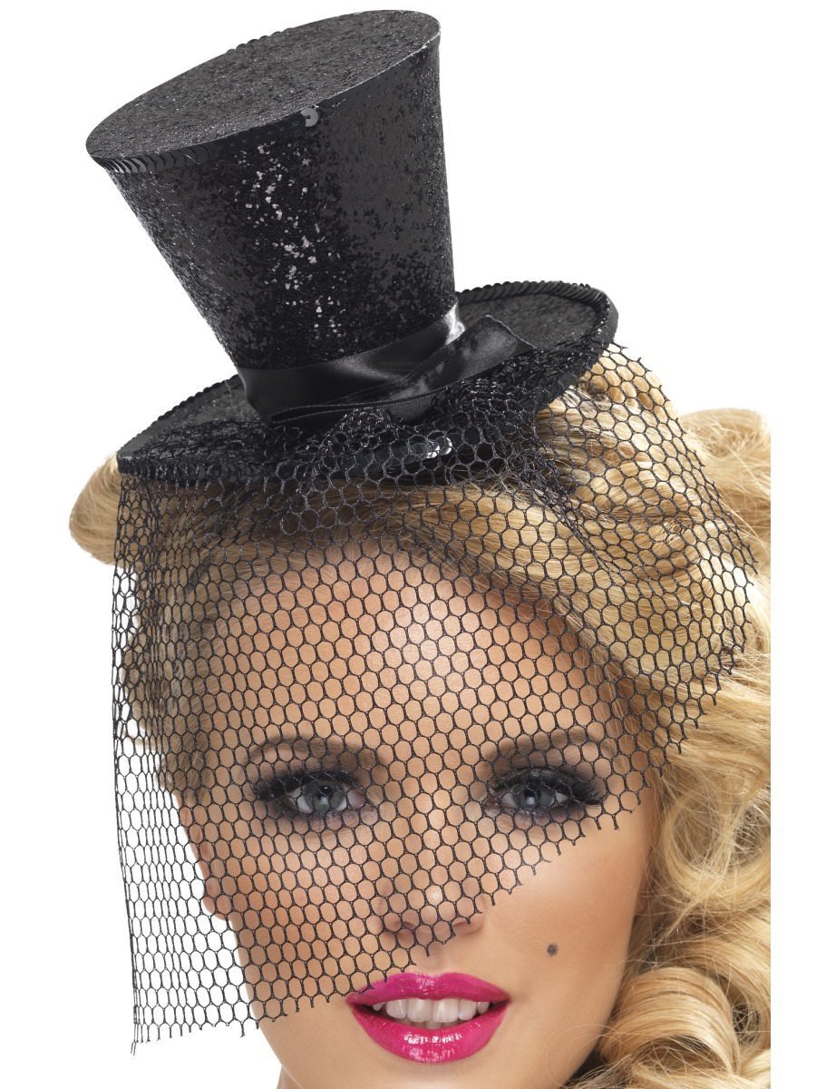 Fever Mini Top Hat on Headband, Black