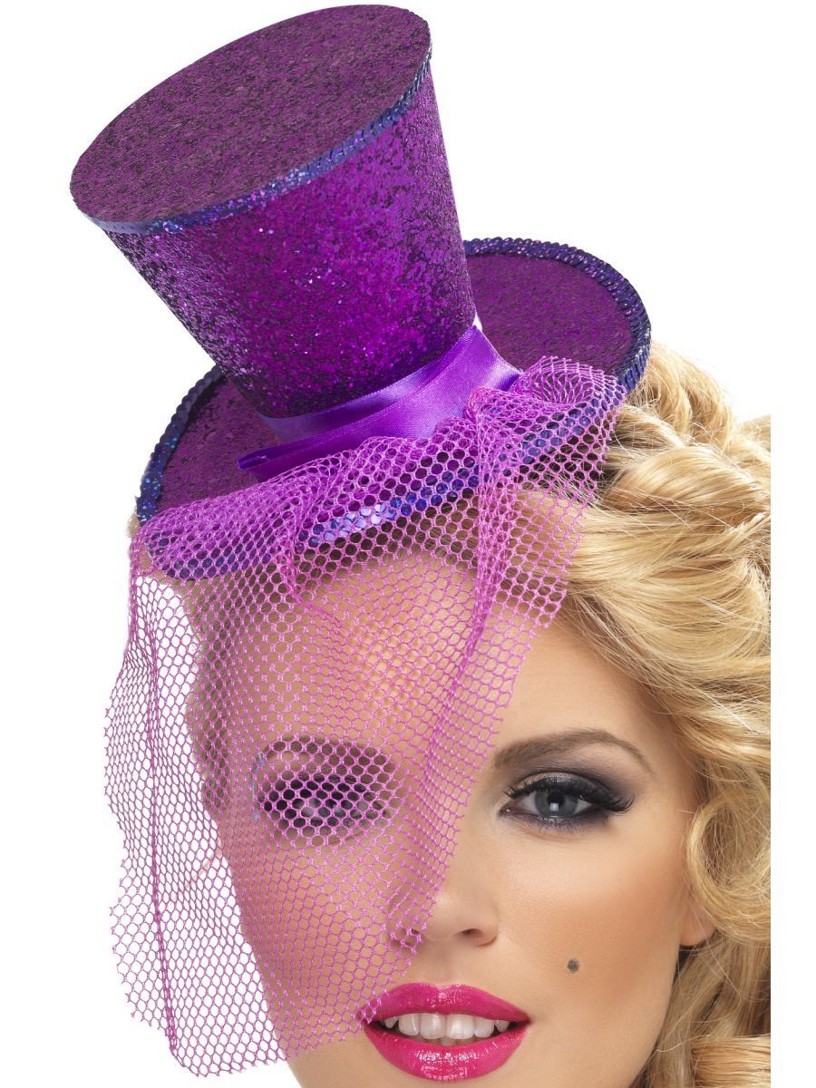 Fever Mini Top Hat on Headband, Purple