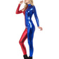 Fever Miss Jester Whiplash Costume, Red & Blue, with Zip-Up Catsuit Alternative View 1.jpg