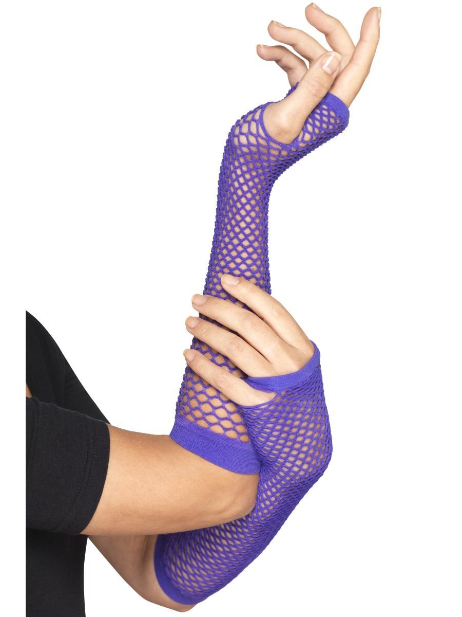 Fishnet Gloves, Purple, Long