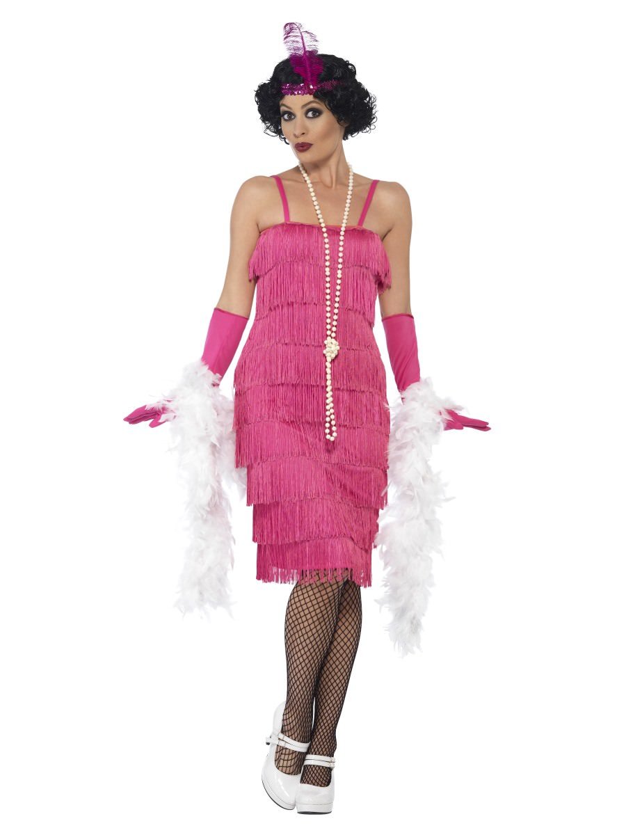 Flapper Costume, Pink, with Long Dress