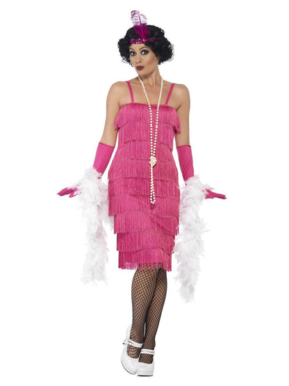 Flapper Costume, Pink, with Long Dress