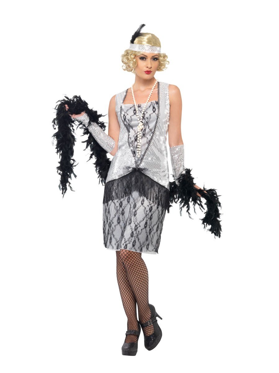 Flapper Costume, Silver, with Dress Alternative View 3.jpg