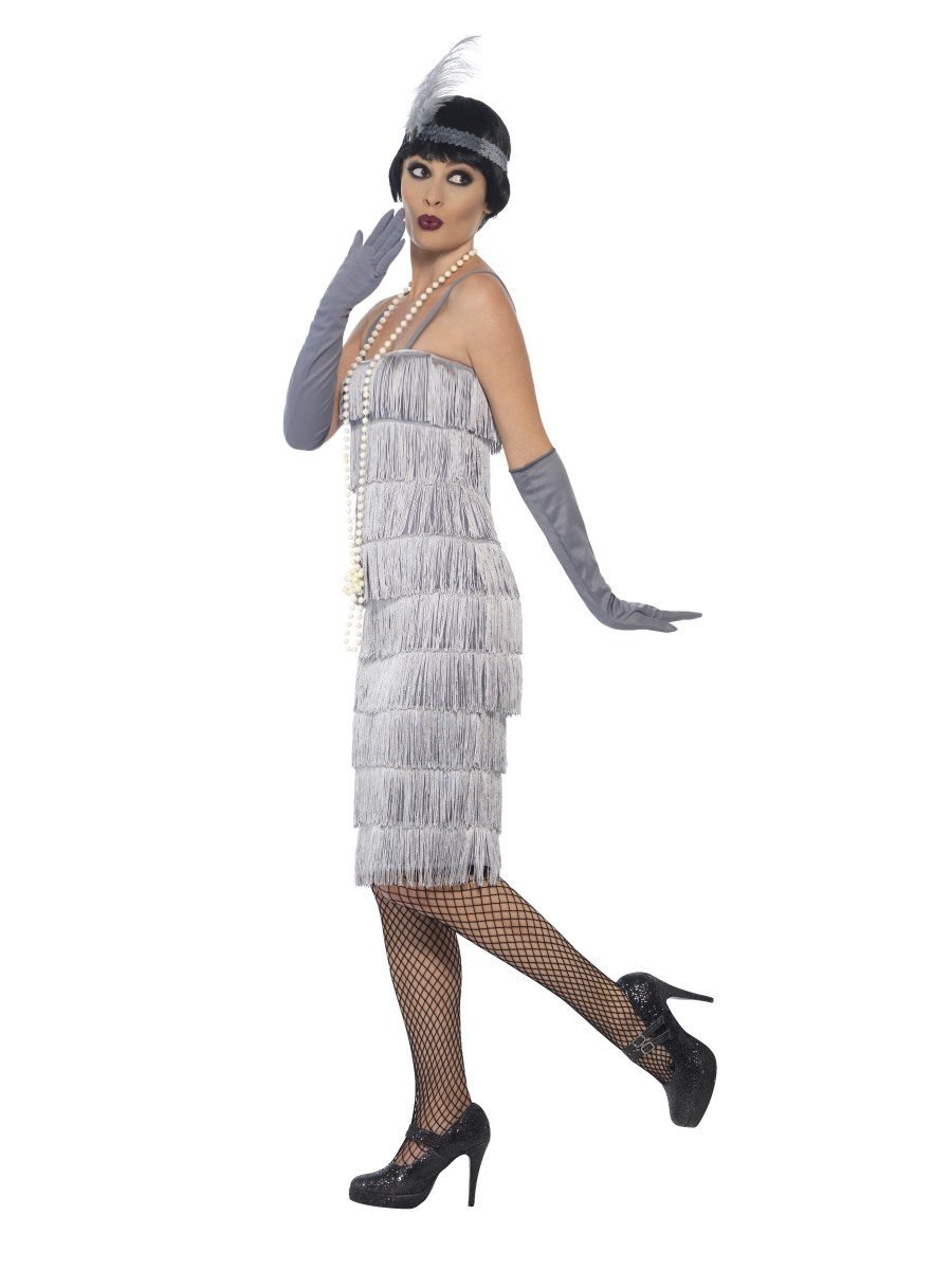 Flapper Costume, Silver, with Long Dress Alternative View 1.jpg