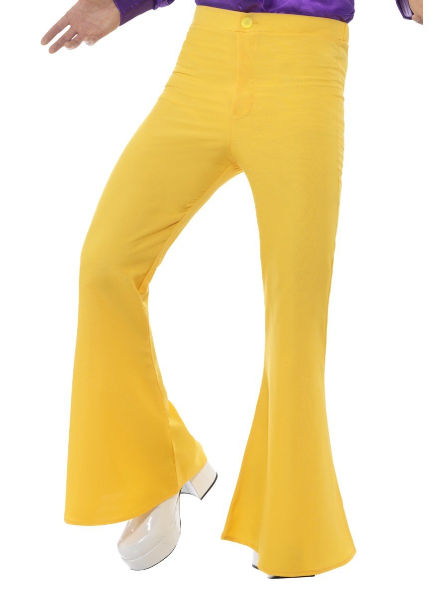 Flared Trousers, Mens, Yellow
