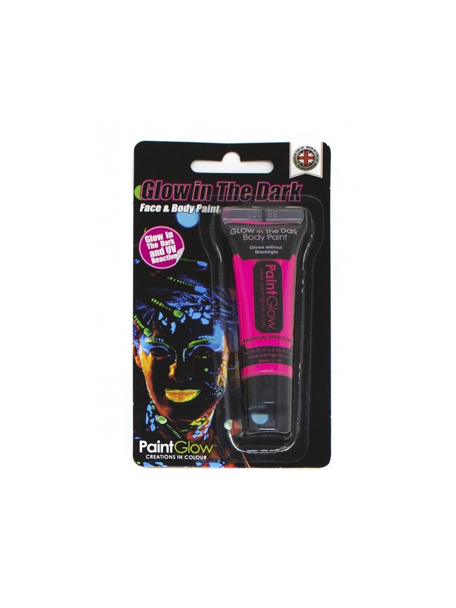 Glow in the Dark Body Paint, Pink, 10ml, Blister Pack