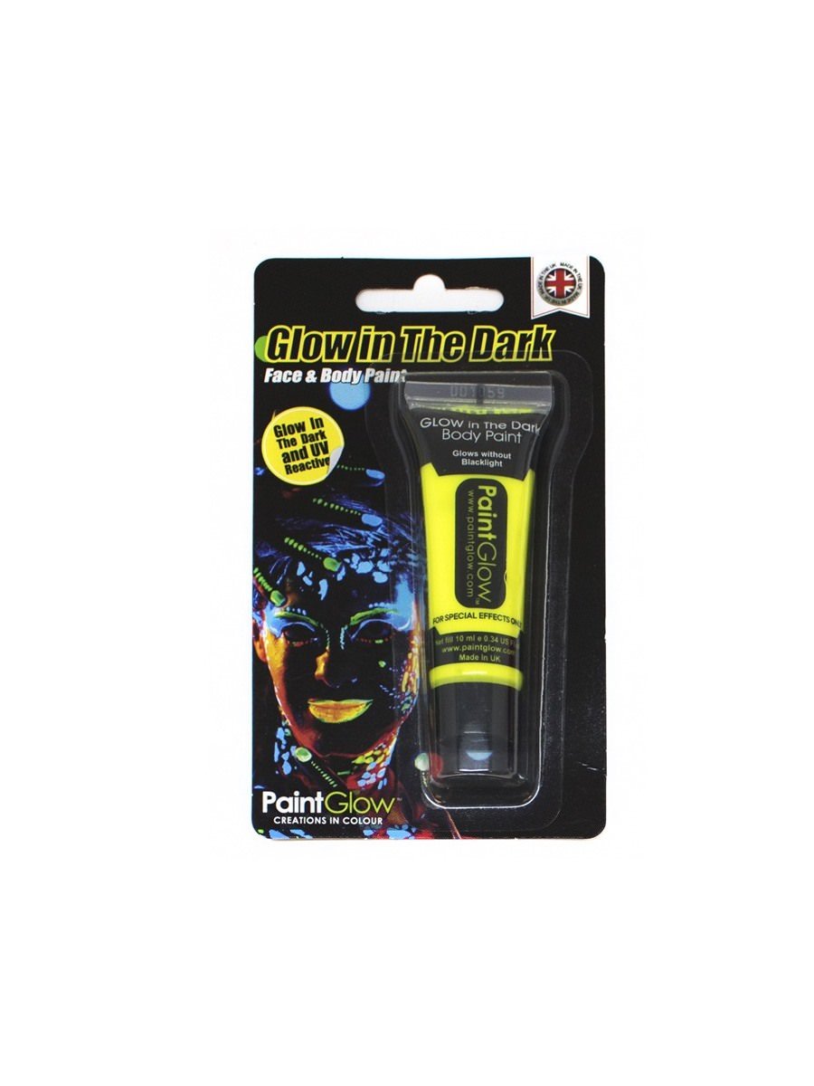 Glow in the Dark Body Paint, Yellow, 10ml, Blister Pack