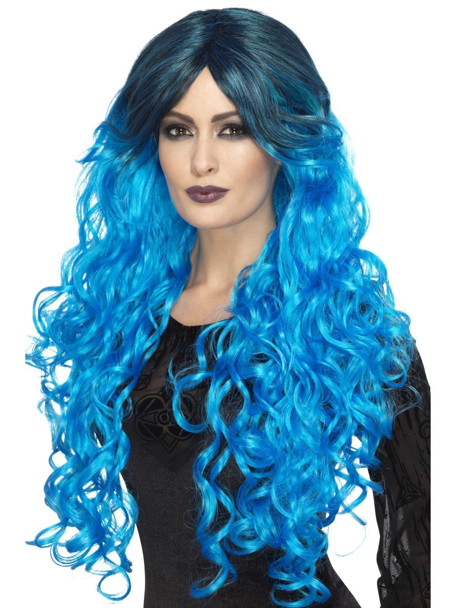 Gothic Glamour Wig, Electric Blue