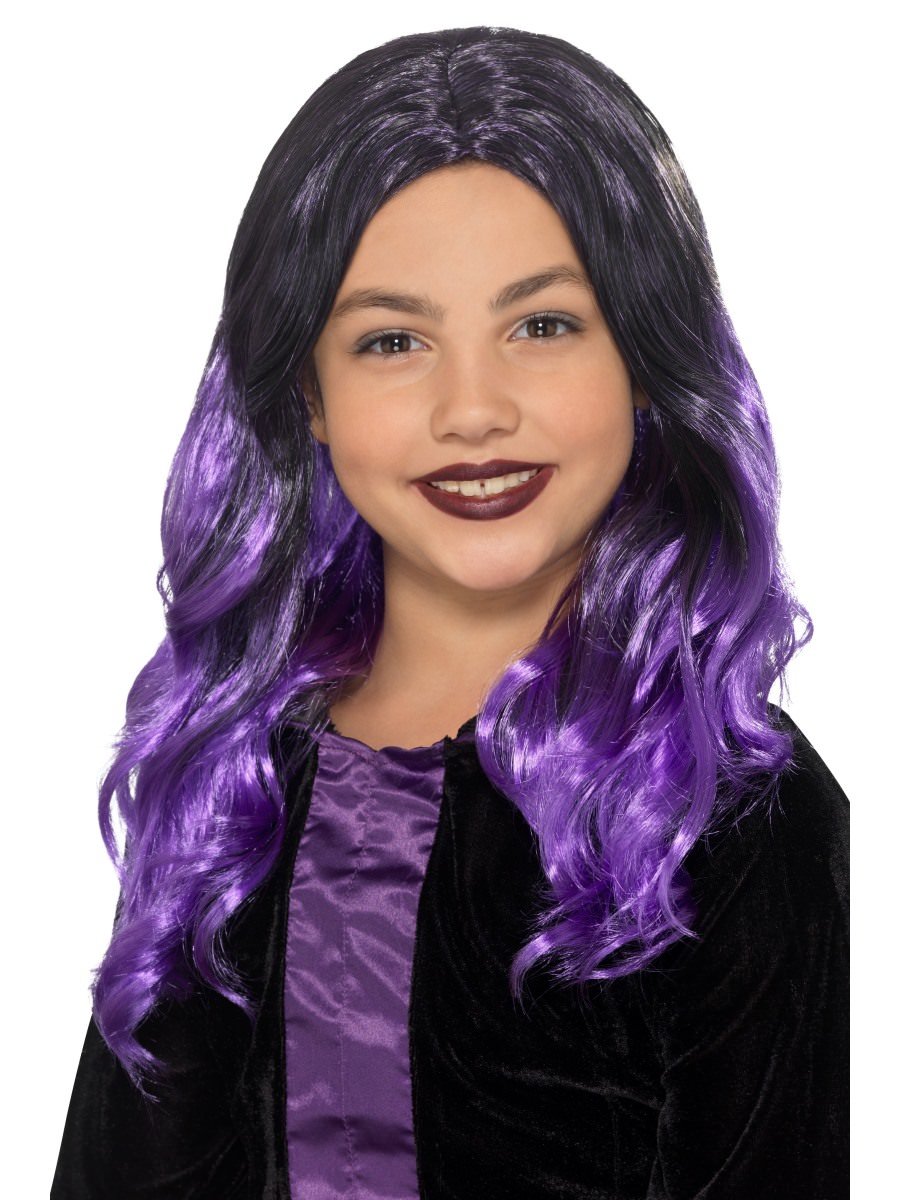 Kids Witch Wig, Black & Purple