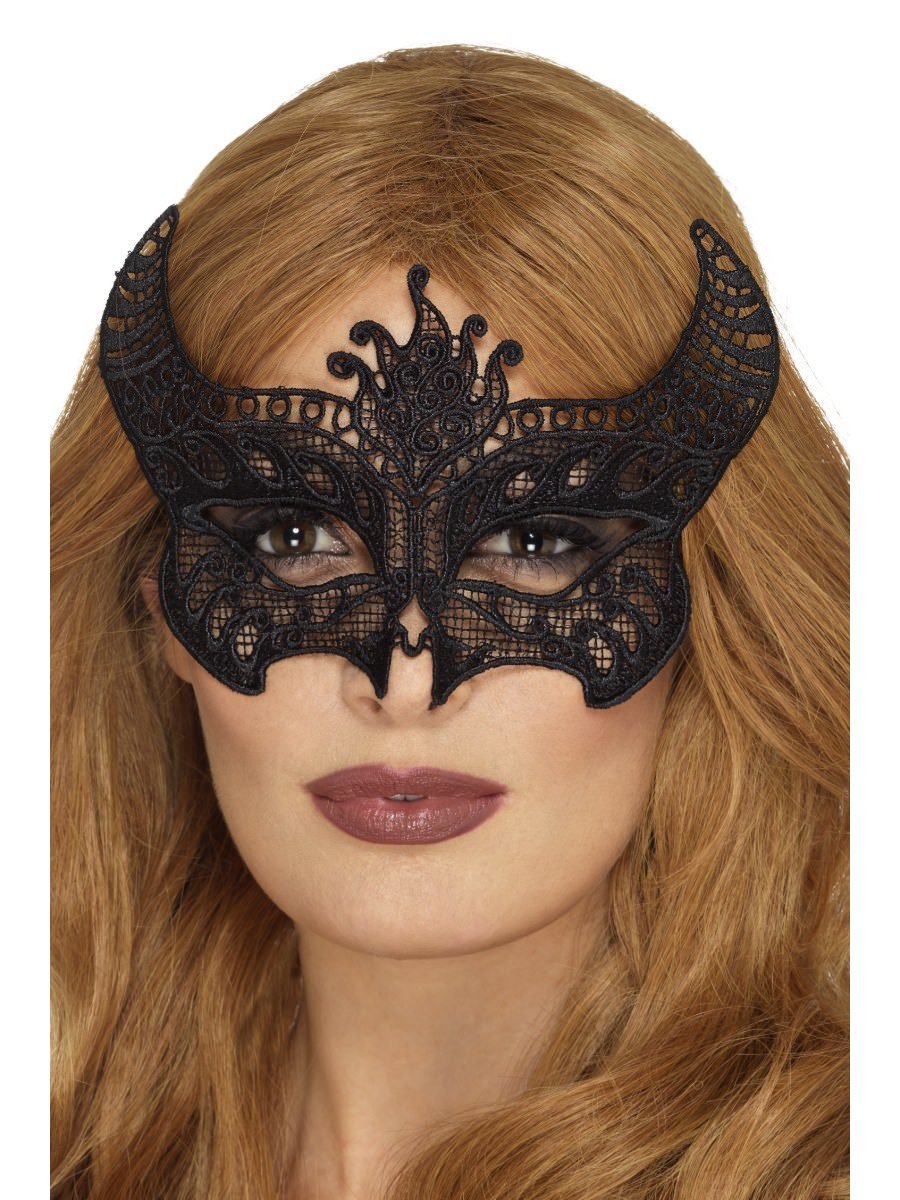 Lace Filigree Devil Mask, Black