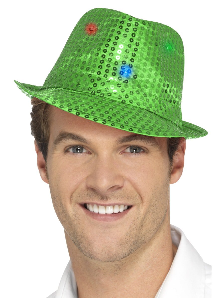 Light Up Sequin Trilby Hat, Green