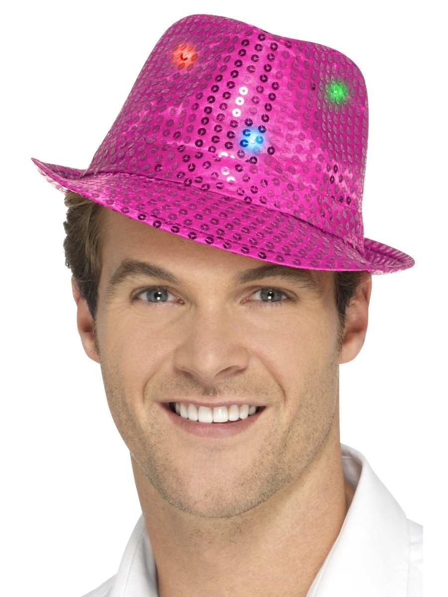 Light Up Sequin Trilby Hat, Pink