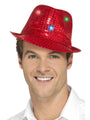 Light Up Sequin Trilby Hat, Red