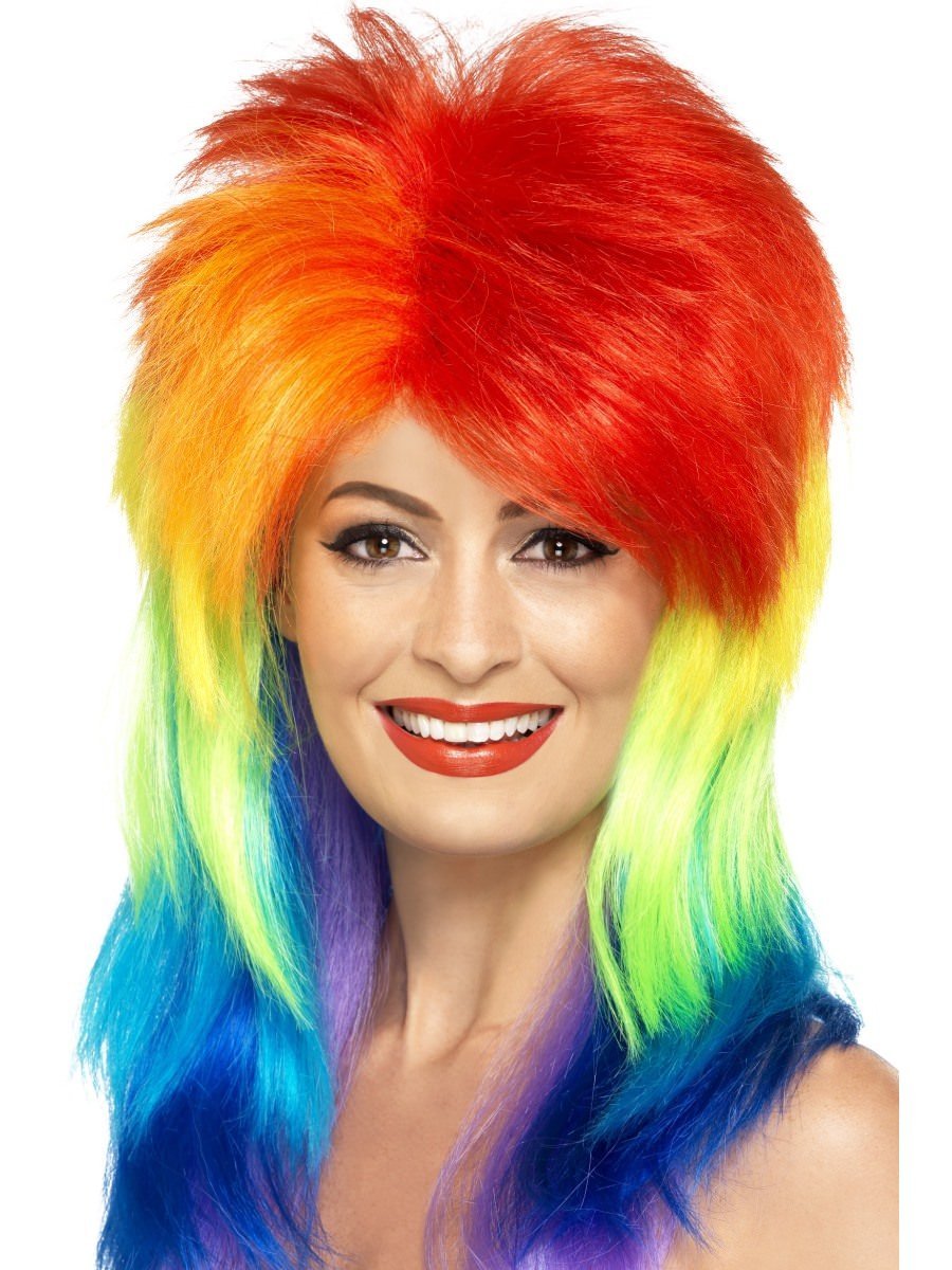 Mullet Wig, Rainbow Alternative View 1.jpg