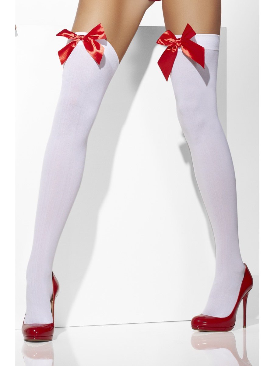 Opaque Hold-Ups, White, with Red Bows Alternative View 1.jpg