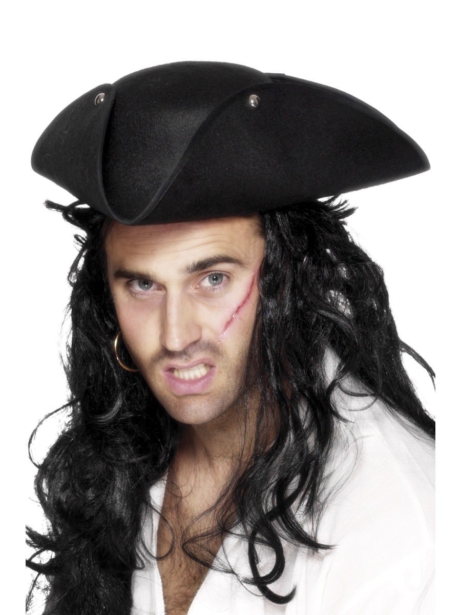 Pirate Tricorn Hat, Black