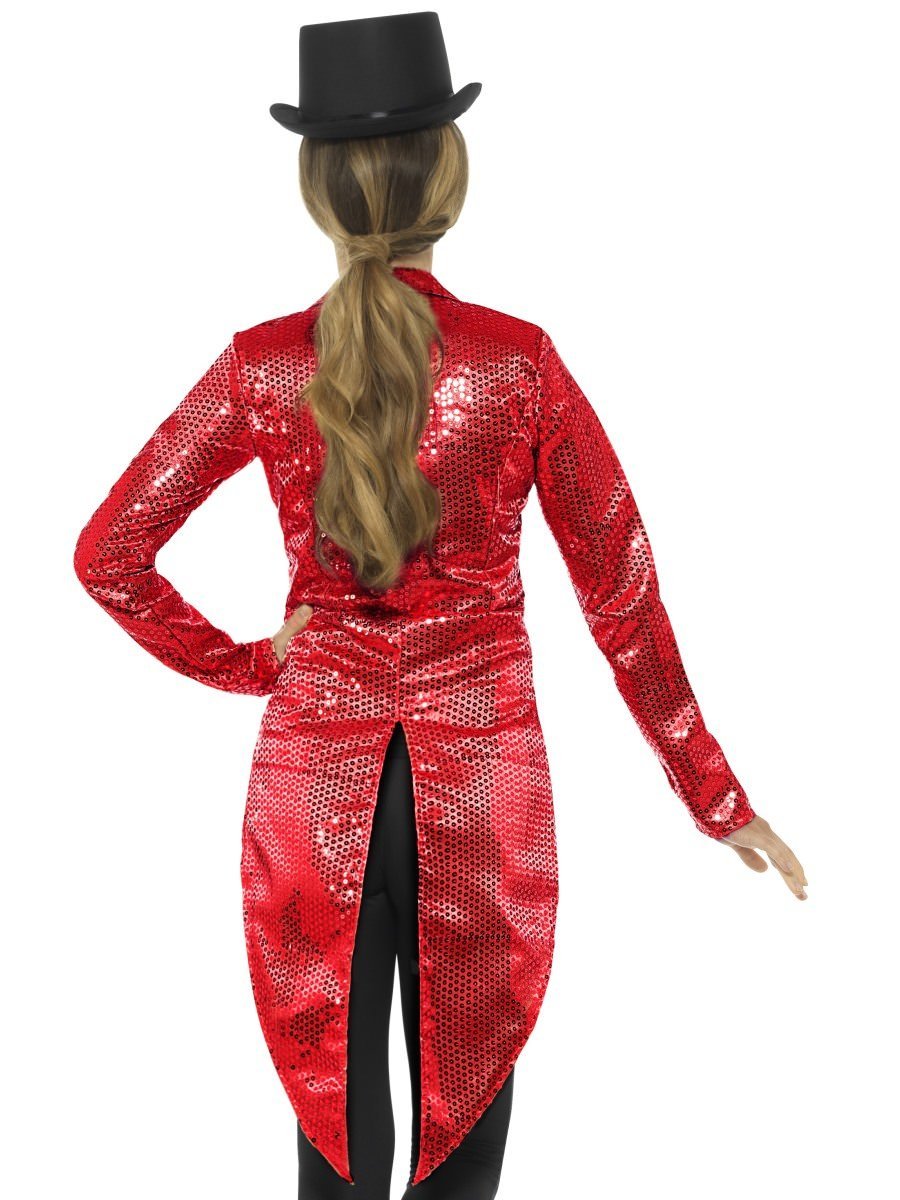 Sequin Tailcoat Jacket, Ladies, Red Alternative View 2.jpg