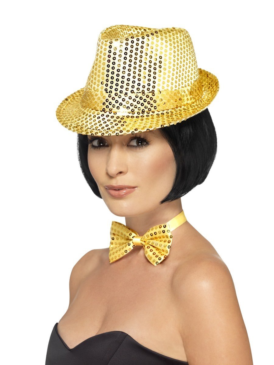 Sequin Trilby Hat, Gold