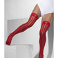 Red Sheer Hold Ups with Vertical Stripes Alt 2