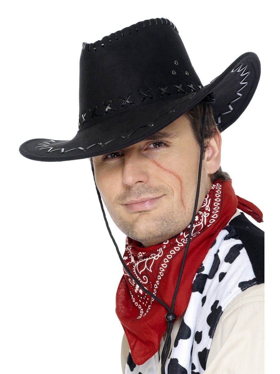 Suede Look Cowboy Hat, Black 