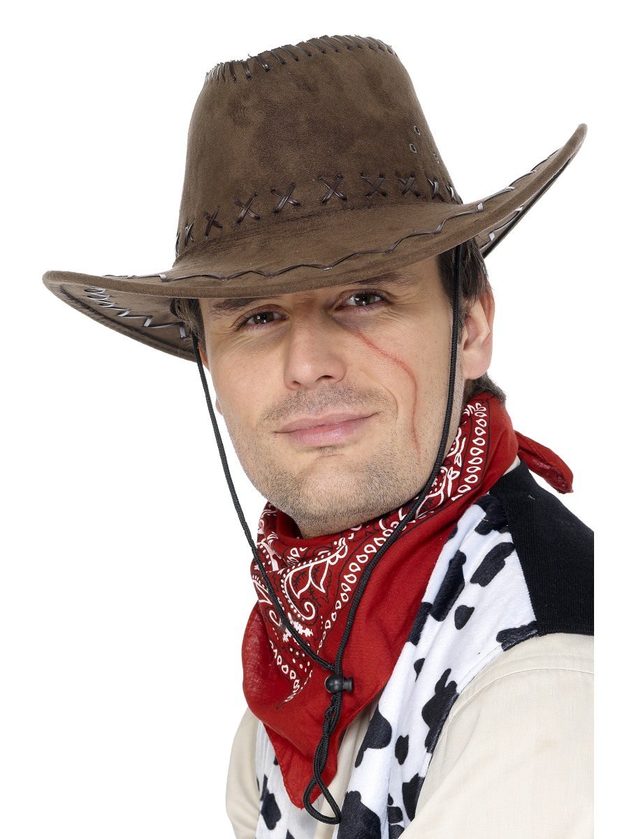 Suede Look Cowboy Hat, Brown