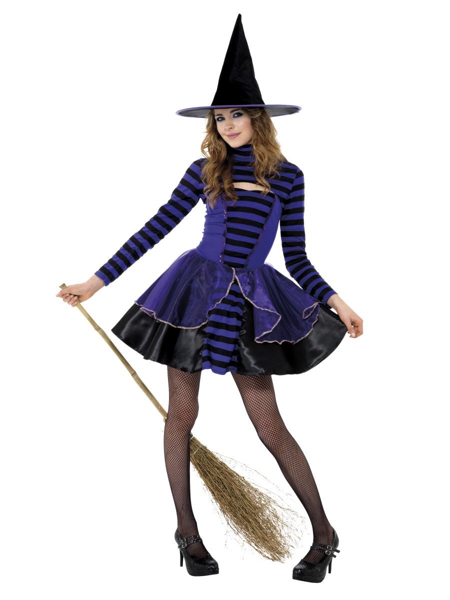 Teen Stripe Dark Fairy Costume, Purple & Black