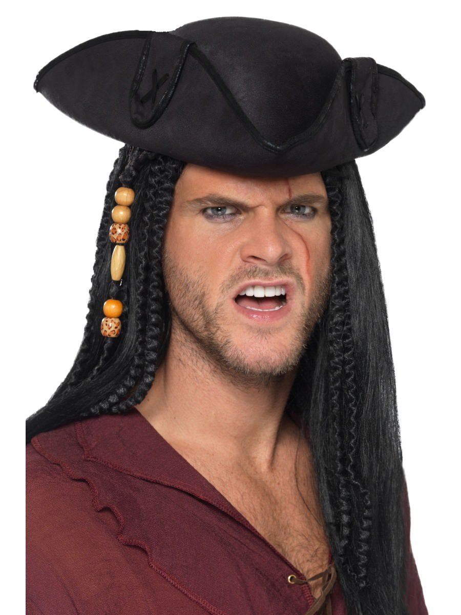 Tricorn Pirate Captain Hat, Black