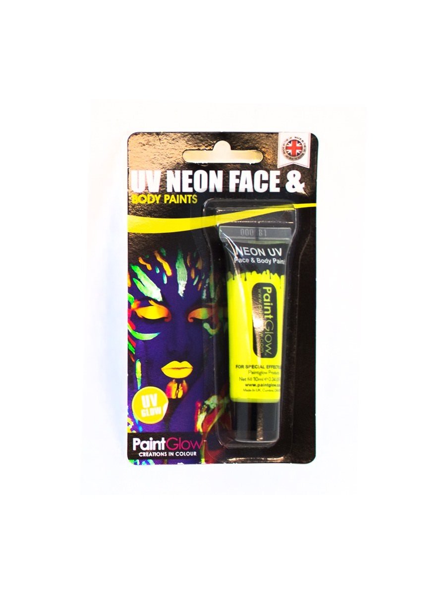 UV Face & Body Paint, Yellow, 10ml, Blister Pack