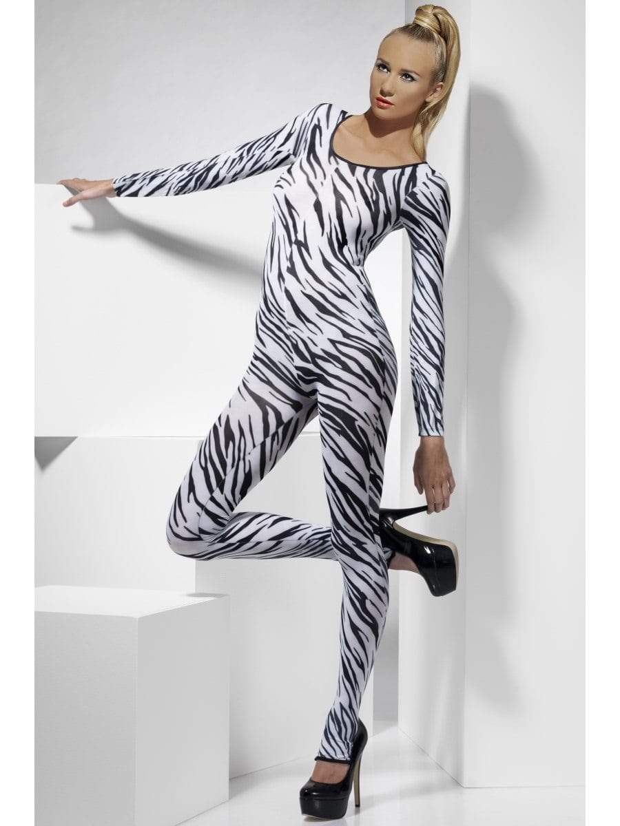 Zebra Print Bodysuit, Black & White